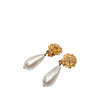 Chanel Gold Plated Faux Pearl Camellia Drop Clip On Earrings Secondhand