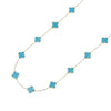 Secondhand Van Cleef and Arpels 18 Yellow Gold and Turquoise Vintage Alhambra 20 Motif Long Necklace
