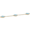 Secondhand Van Cleef and Arpels 18 Yellow Gold and Turquoise Vintage Alhambra 20 Motif Long Necklace