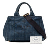 Prada Small Denim Canapa Logo Satchel Secondhand