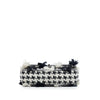 Chanel Medium Classic Embroidered Canvas Houndstooth Pom Pom Flap Secondhand
