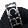 Chanel Silver Plated Cutout Logo Cuff Bracelet Secondhand