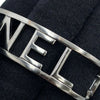 Chanel Silver Plated Cutout Logo Cuff Bracelet Secondhand