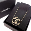 Secondhand Chanel CC Gold Plated Strass Round Pendant Necklace