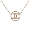 Secondhand Chanel CC Gold Plated Strass Round Pendant Necklace