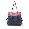 Chanel CC Quilted Denim Grosgrain Drawstring Tote Secondhand