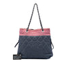 Chanel CC Quilted Denim Grosgrain Drawstring Tote Secondhand