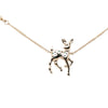 Chanel CC Gold Plated Faux Pearl Strass Deer Pendant Necklace Secondhand