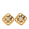 Chanel CC Gold Plated Pearl Embellished Clip On Earrings Secondhand