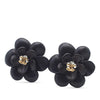 Chanel CC Resin Rhinestone Camellia Clip On Earrings Secondhand