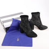 Secondhand AQUAZZURA Heeled Velvet Ankle Sock Boots Tonal Baroque Tapestry in Black, Size 35.5 EU