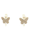 Dior Gold Plated Faux Pearl Butterfly Tribales Drop Push Back Earrings Secondhand