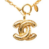 Secondhand Chanel CC Gold Plated Quilted Pendant Necklace