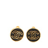 Chanel CC Gold Plated Leather Clip on Earrings Secondhand