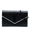 Saint Laurent Grain De Poudre Matelasse Chevron Monogram Chain Wallet Secondhand