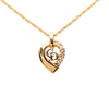 Dior Gold Plated Rhinestone CD Heart Pendant Necklace Secondhand