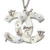 Chanel CC Brass Resin Studded Pendant Necklace Secondhand