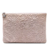 Chanel Large CC Embossed Metallic Lambskin Camellia O Case Clutch Secondhand