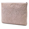 Chanel Large CC Embossed Metallic Lambskin Camellia O Case Clutch Secondhand