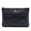 Chanel Medium CC Embossed Lambskin Camellia O Case Clutch Secondhand
