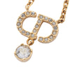 Dior Gold Plated Strass CD Logo Pendant Necklace Secondhand
