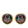 Hermès Gold Plated Enamel Round Clip On Earrings Secondhand