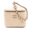 Secondhand Chanel Mini Quilted Iridescent Caviar Pearl On Top Vanity Case With Chain