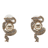 Secondhand Chanel CC Gold Plated Faux Pearl & Strass Ribbon Push Back Earrings