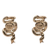 Secondhand Chanel CC Gold Plated Faux Pearl & Strass Ribbon Push Back Earrings