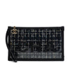Chanel Large Quilted Tweed PVC Logo Wristlet Clutch Secondhand