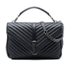 Saint Laurent Large Chevron Sheepskin Monogram College Satchel Secondhand