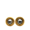 Chanel Gold Plated Ribbed Rhinestone Clip On Earrings Secondhand