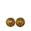 Chanel Gold Plated Ribbed Rhinestone Clip On Earrings Secondhand