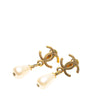 Secondhand Chanel Gold Plated CC Faux Pearl Drop Clip on Earrings