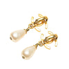 Secondhand Chanel Gold Plated CC Faux Pearl Drop Clip on Earrings