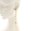 Chanel CC Gold Plated Crystal Beads Long Drop Push Back Earrings Secondhand
