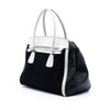 Prada Bicolor Saffiano Cuir Trimmed Canvas Satchel Secondhand