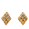 Chanel CC Gold Plated Strass Quilted Rhombus Clip On Earrings Secondhand