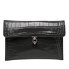 Alexander McQueen Croc Embossed Leather Skull Clutch Secondhand
