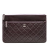 Chanel CC Quilted Lambskin Double Zip Clutch Secondhand