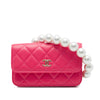 Chanel Quilted Lambskin Maxi Pearls Clutch With Chain Secondhand