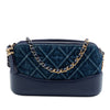 Chanel Quilted Denim Gabrielle Double Zip Clutch with Chain Secondhand