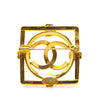 Chanel Gold Plated CC Square Lock Brooch Secondhand