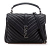 Saint Laurent Medium Quilted Chevron Sheepskin College Satchel Secondhand
