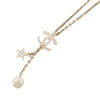 Chanel Gold Plated CC Rhinestones Star and Ball Pendant Necklace Secondhand