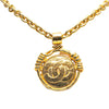 Chanel Gold Plated CC Round Mirror Pendant Necklace Secondhand