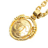 Chanel Gold Plated CC Round Mirror Pendant Necklace Secondhand