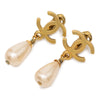 Chanel CC Gold Plated Faux Pearl Swing Clip On Earrings Secondhand