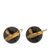 Chanel CC Enamel Gold Plated Round Lever Back Earrings Secondhand