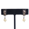 Chanel Silver Plated CC Faux Pearl Drop Clip On Earrings Secondhand